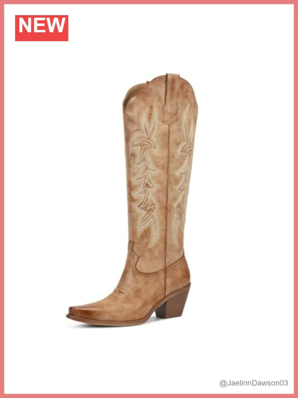 Women's Pointed Toe Cowboy Boots Faux Leather Knee High Embroidered Western